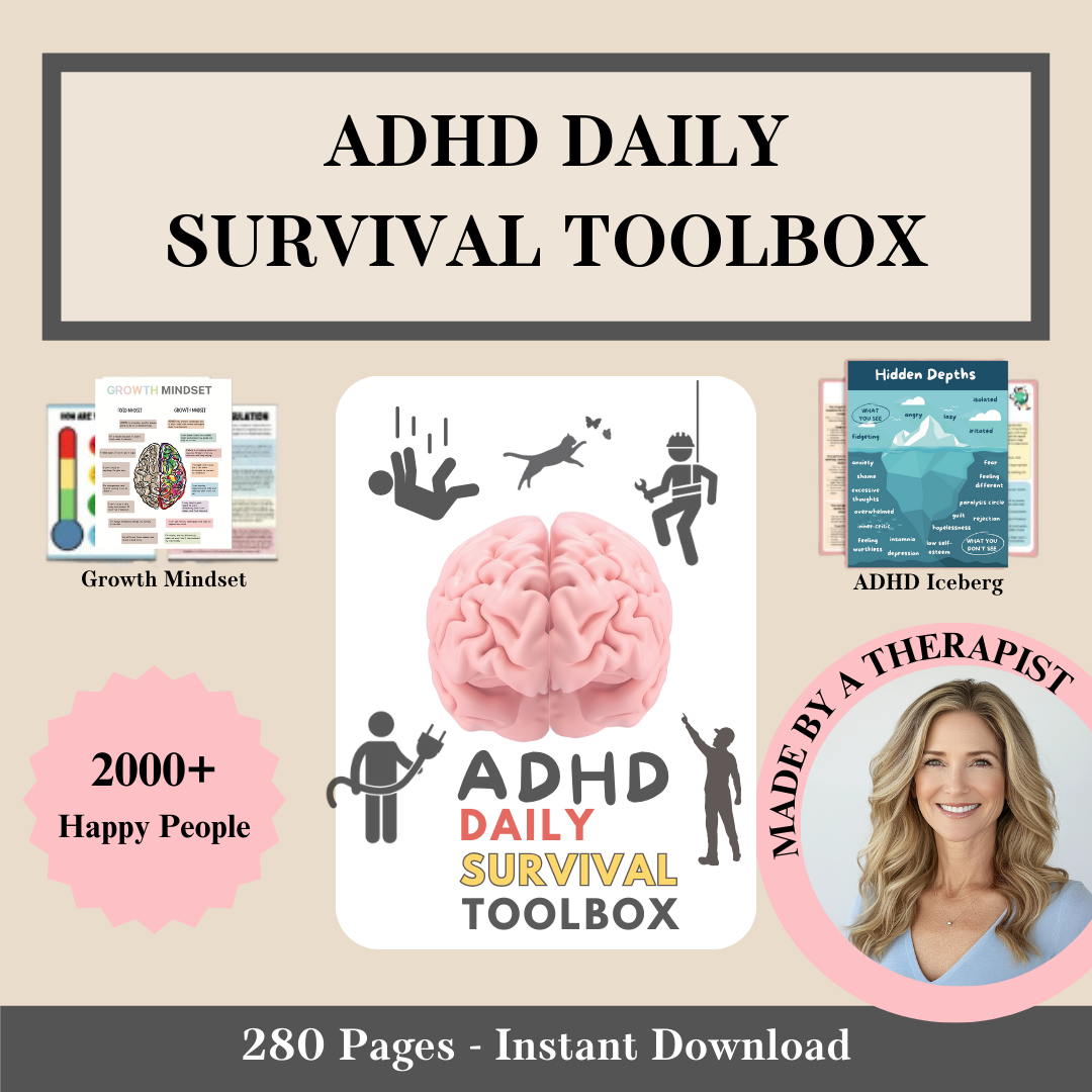 The ADHD Daily Survival Toolbox, Todo Lists, Organization Hacks, Declutter Challenges & Habit Trackers for Adhd Adults & Adhd Teens
