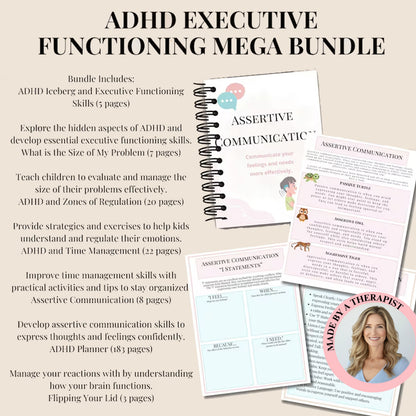 ADHD Executive Functioning Bundle, 280+ ADHD Worksheets, Instant Download