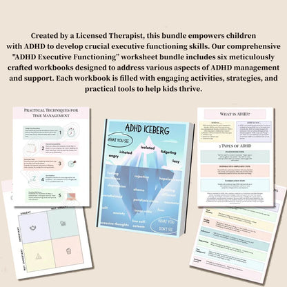 ADHD Executive Functioning Bundle, 280+ ADHD Worksheets, Instant Download