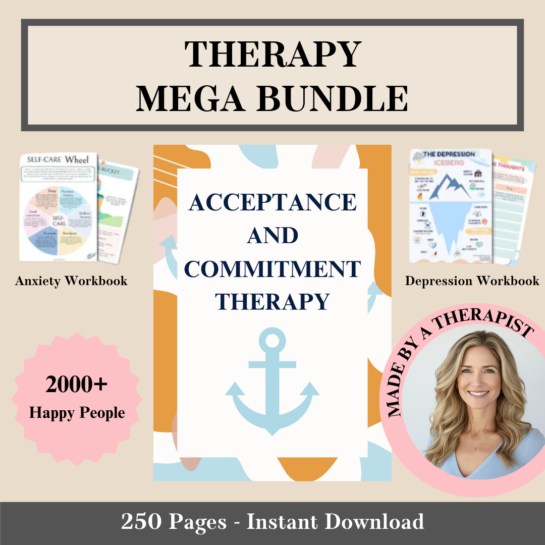 Therapy mega bundle worksheets, counselling tools, psychologist resources, psychoeducation, trauma, depression, anxiety triggers, Dialectics